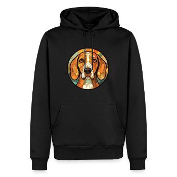 Aquarelle de chien Foxhound de Virginie noir et feu - Sweat à capuche Premium bio Homme - noir - Devant - Nico (187cm)