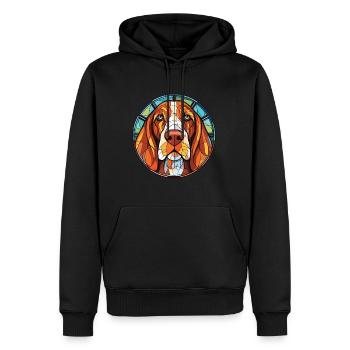Bassett Hund Hunderasse Aquarell Illustration - Männer Premium Bio Hoodie - Schwarz - Vorne - Nico (187cm)