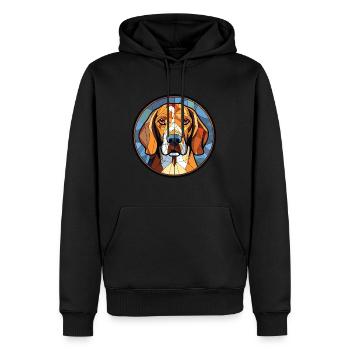 Aquarelle de chien Foxhound de Virginie noir et feu - Sweat à capuche Premium bio Homme - noir - Devant - Nico (187cm)