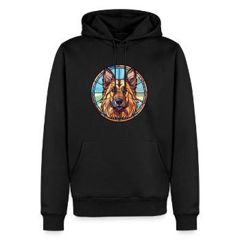 Böhmischer Schäferhund Rasse Buntes Aquarell - Männer Premium Bio Hoodie - Schwarz - Vorne - Nico (187cm)
