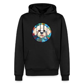 Bichon frisé chien race aquarelle Illustration - Sweat à capuche Premium bio Homme - noir - Devant - Nico (187cm)