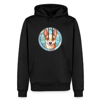 Carolina Dog Breed aquarelle Illustration sur verre - Sweat à capuche Premium bio Homme - noir - Devant - Nico (187cm)
