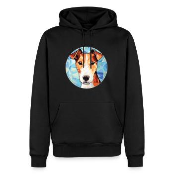 Foxterrier glatte Hunderasse buntes Aquarell - Männer Premium Bio Hoodie - Schwarz - Vorne - Nico (187cm)