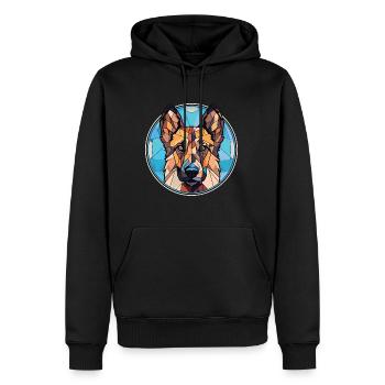 Berger d’Europe de l’Est race chien aquarelle verre - Sweat à capuche Premium bio Homme - noir - Devant - Nico (187cm)