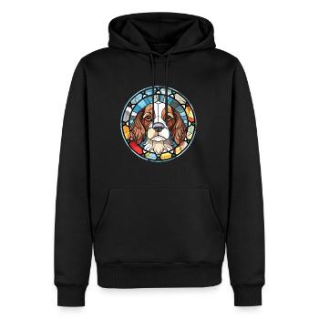 Grand Anglo Français Blanc Et Noir Chien Aquarelle - Sweat à capuche Premium bio Homme - noir - Devant - Nico (187cm)
