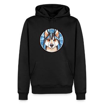Husky-Hunderasse Bunte Aquarell-Illustration - Männer Premium Bio Hoodie - Schwarz - Vorne - Nico (187cm)