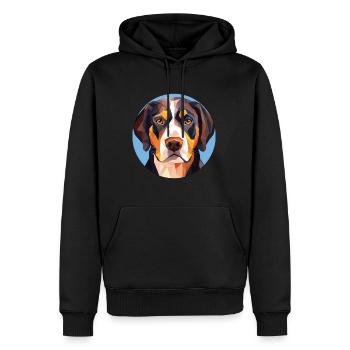 Grand Chien de Montagne Suisse Race Aquarelle Verre - Sweat à capuche Premium bio Homme - noir - Devant - Nico (187cm)