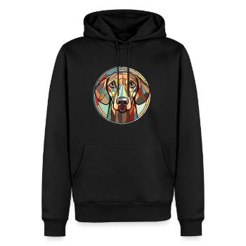 Grauer Hund Rasse Aquarell Glas Illustration - Männer Premium Bio Hoodie - Schwarz - Vorne - Nico (187cm)