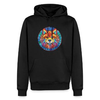 Indischer Spitz Hunderasse Aquarell Illustration - Männer Premium Bio Hoodie - Schwarz - Vorne - Nico (187cm)