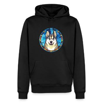 Husky-Hunderasse Bunte Aquarell-Illustration - Männer Premium Bio Hoodie - Schwarz - Vorne - Nico (187cm)