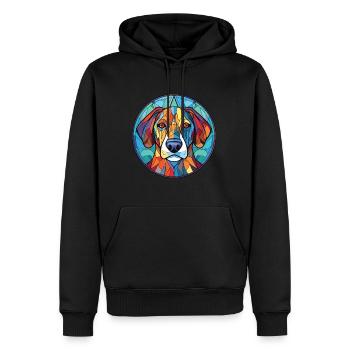 Kintamani chien race aquarelle verre Illustration - Sweat à capuche Premium bio Homme - noir - Devant - Nico (187cm)