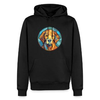 Hovawart chien race aquarelle verre Illustration - Sweat à capuche Premium bio Homme - noir - Devant - Nico (187cm)