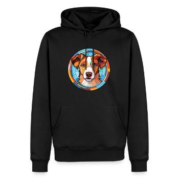 Koolie chien race coloré aquarelle Illustration - Sweat à capuche Premium bio Homme - noir - Devant - Nico (187cm)