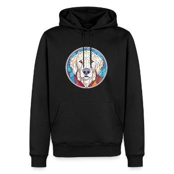 Kuvasz chien race coloré aquarelle illustration - Sweat à capuche Premium bio Homme - noir - Devant - Nico (187cm)