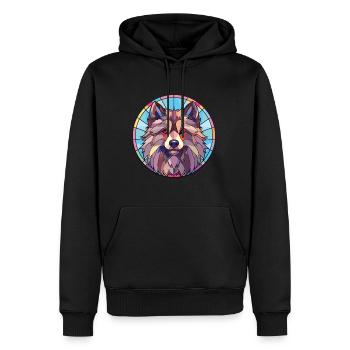 Keeshond Dog Breed Watercolor Glass Illustration - Men’s Premium Organic Hoodie - black - Front - Nico (187cm)