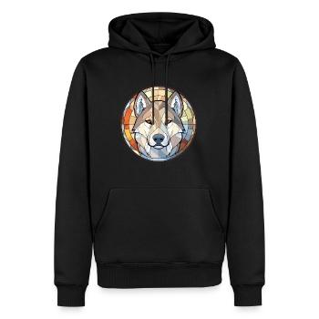 Illustration à l’aquarelle de race de chien inuit du Nord - Sweat à capuche Premium bio Homme - noir - Devant - Nico (187cm)