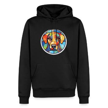 Nouvelle-Zélande Tête Chien Race Aquarelle Colorée - Sweat à capuche Premium bio Homme - noir - Devant - Nico (187cm)