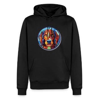 Slovensky Kopov Slovaque chien race aquarelle verre - Sweat à capuche Premium bio Homme - noir - Devant - Nico (187cm)