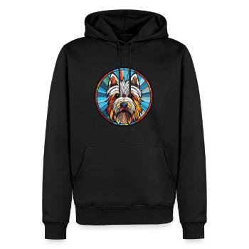 Skye Terrier Lap Dog Breed Watercolor Illustration - Men’s Premium Organic Hoodie - black - Front - Nico (187cm)