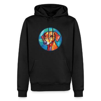 Sloughi chien race coloré aquarelle illustration - Sweat à capuche Premium bio Homme - noir - Devant - Nico (187cm)