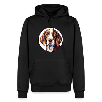Kleiner Munsterländer Vorstehhund Rasse Aquarell - Männer Premium Bio Hoodie - Schwarz - Vorne - Nico (187cm)