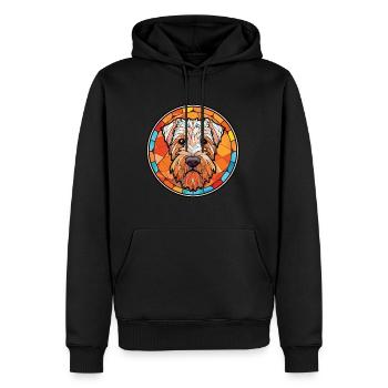 Soft Coated Wheaten Terrier Dog Breed Watercolor - Men’s Premium Organic Hoodie - black - Front - Nico (187cm)
