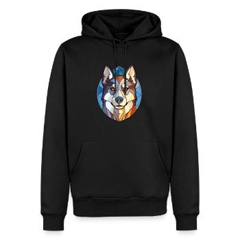 Husky Nur Hunderasse Aquarellglas Illustration - Männer Premium Bio Hoodie - Schwarz - Vorne - Nico (187cm)