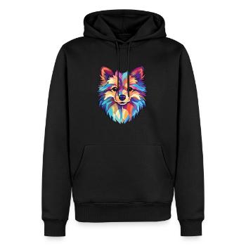 Pommern Deutscher Spitz Hunderasse Aquarellglas - Männer Premium Bio Hoodie - Schwarz - Vorne - Nico (187cm)