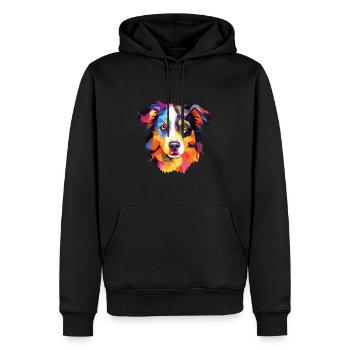 Miniatur American Shepherd Hunderasse Aquarell - Männer Premium Bio Hoodie - Schwarz - Vorne - Nico (187cm)