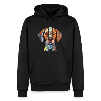 Pointer Dog Breed Colorful Watercolor Illustration - Men’s Premium Organic Hoodie - black - Front - Nico (187cm)