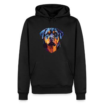 Rottweiler Hunderasse Aquarell Glas Illustration - Männer Premium Bio Hoodie - Schwarz - Vorne - Nico (187cm)