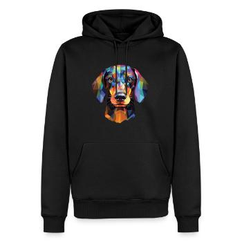 Miniatur Dackel Hunderasse buntes Aquarell - Männer Premium Bio Hoodie - Schwarz - Vorne - Nico (187cm)