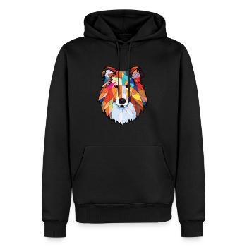 Rough Collie chien race aquarelle Illustration - Sweat à capuche Premium bio Homme - noir - Devant - Nico (187cm)