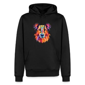 Chien de berger roumain race de chien aquarelle colorée - Sweat à capuche Premium bio Homme - noir - Devant - Nico (187cm)