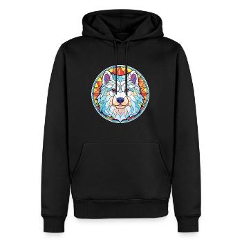 Samoyède chien race aquarelle colorée Illustration - Sweat à capuche Premium bio Homme - noir - Devant - Nico (187cm)
