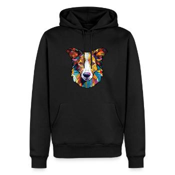 Scotch Collie chien race aquarelle Illustration - Sweat à capuche Premium bio Homme - noir - Devant - Nico (187cm)