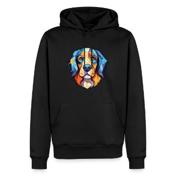 Slovensky Kopov Slovaque chien race aquarelle verre - Sweat à capuche Premium bio Homme - noir - Devant - Nico (187cm)