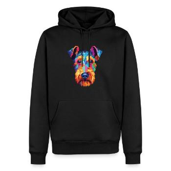 Welsh Terrier chien race aquarelle Illustration - Sweat à capuche Premium bio Homme - noir - Devant - Nico (187cm)