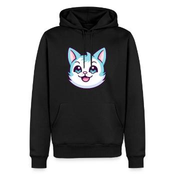 Hantilly Tiffany chat dessin animé aquarelle Clipart - Sweat à capuche Premium bio Homme - noir - Devant - Nico (187cm)