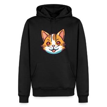 Californie chat pailleté dessin animé aquarelle Clipart - Sweat à capuche Premium bio Homme - noir - Devant - Nico (187cm)