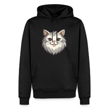 Sibirische Katze Karikatur Aquarell Illustration - Männer Premium Bio Hoodie - Schwarz - Vorne - Nico (187cm)
