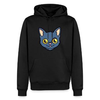 Illustration à l’aquarelle de dessin animé de chat de Bombay - Sweat à capuche Premium bio Homme - noir - Devant - Nico (187cm)