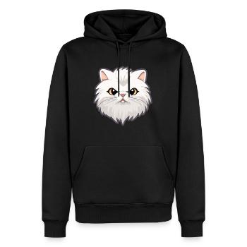 Weiße Langhaar Perserkatze Karikatur Aquarell Kunst - Männer Premium Bio Hoodie - Schwarz - Vorne - Nico (187cm)