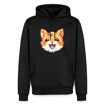 Manx Cat Coloré Cartoon Aquarelle Illustration - Sweat à capuche Premium bio Homme - noir - Devant - Nico (187cm)