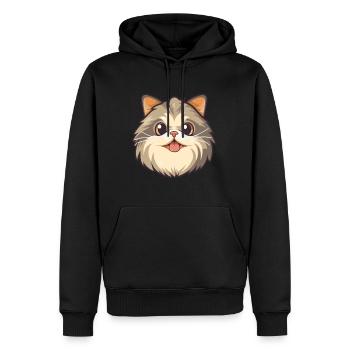 Sibirische Katze Karikatur Aquarell Illustration - Männer Premium Bio Hoodie - Schwarz - Vorne - Nico (187cm)