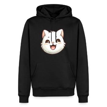 Khao Manee chat dessin animé illustration à l’aquarelle - Sweat à capuche Premium bio Homme - noir - Devant - Nico (187cm)