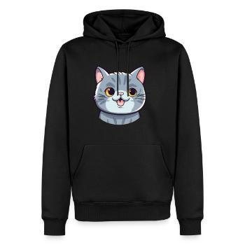 schottisch kurzhaar katze karikatur aquarell clipart - Männer Premium Bio Hoodie - Schwarz - Vorne - Nico (187cm)
