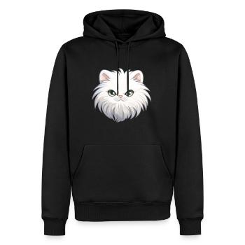 Weiße Langhaar Perserkatze Karikatur Aquarell Kunst - Männer Premium Bio Hoodie - Schwarz - Vorne - Nico (187cm)