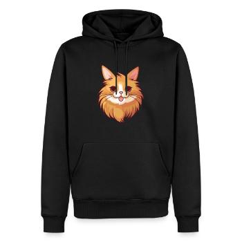 Illustration à l’aquarelle de dessin animé de chat somalien - Sweat à capuche Premium bio Homme - noir - Devant - Nico (187cm)