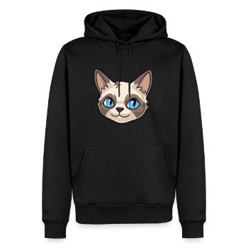 Siamkatze Karikatur Aquarell Illustration - Männer Premium Bio Hoodie - Schwarz - Vorne - Nico (187cm)